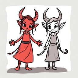 Create a drawing that looks like it was made by Alyssa, an 8-year-old orphan tiefling