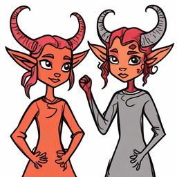 Create a drawing that looks like it was made by Alyssa, an 8-year-old orphan tiefling