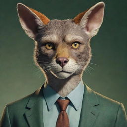 Portrait of Dexter Morgan as a character in the Beastars universe, maintaining his distinct features but presented in anthropomorphic animal style.