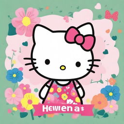 A cute and charming illustration of Hello Kitty with the text 'Irene' displayed prominently