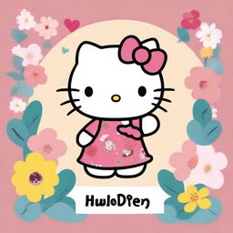 A cute and charming illustration of Hello Kitty with the text 'Irene' displayed prominently