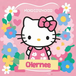 A cute and charming illustration of Hello Kitty with the text 'Irene' displayed prominently