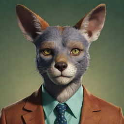 Portrait of Dexter Morgan as a character in the Beastars universe, maintaining his distinct features but presented in anthropomorphic animal style.