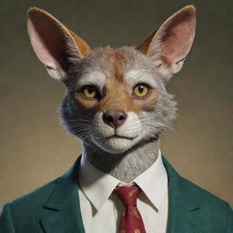 Portrait of Dexter Morgan as a character in the Beastars universe, maintaining his distinct features but presented in anthropomorphic animal style.