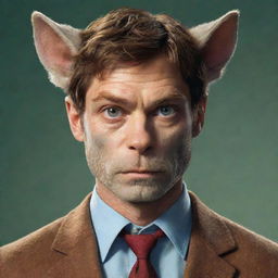 Portrait of Dexter Morgan as a character in the Beastars universe, maintaining his distinct features but presented in anthropomorphic animal style.