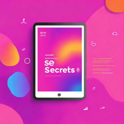 Create an A4 book cover for an e-book titled 'Instagram SEO Secrets: Boost Your Visibility and Skyrocket Engagement!' The cover should feature a vibrant gradient backdrop of Instagram's signature colors—pink, purple, and orange—creating an eye-catching and modern aesthetic