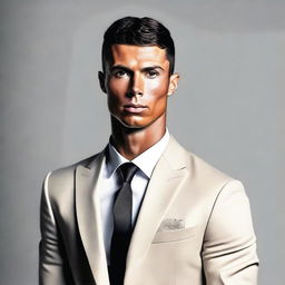 Create an image of Cristiano Ronaldo looking stylish and attractive in a modern, sleek outfit