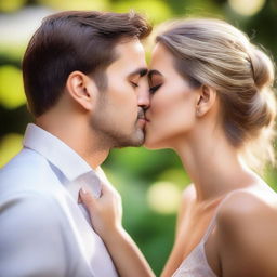 A passionate kiss between two people, capturing the intensity and emotion of the moment