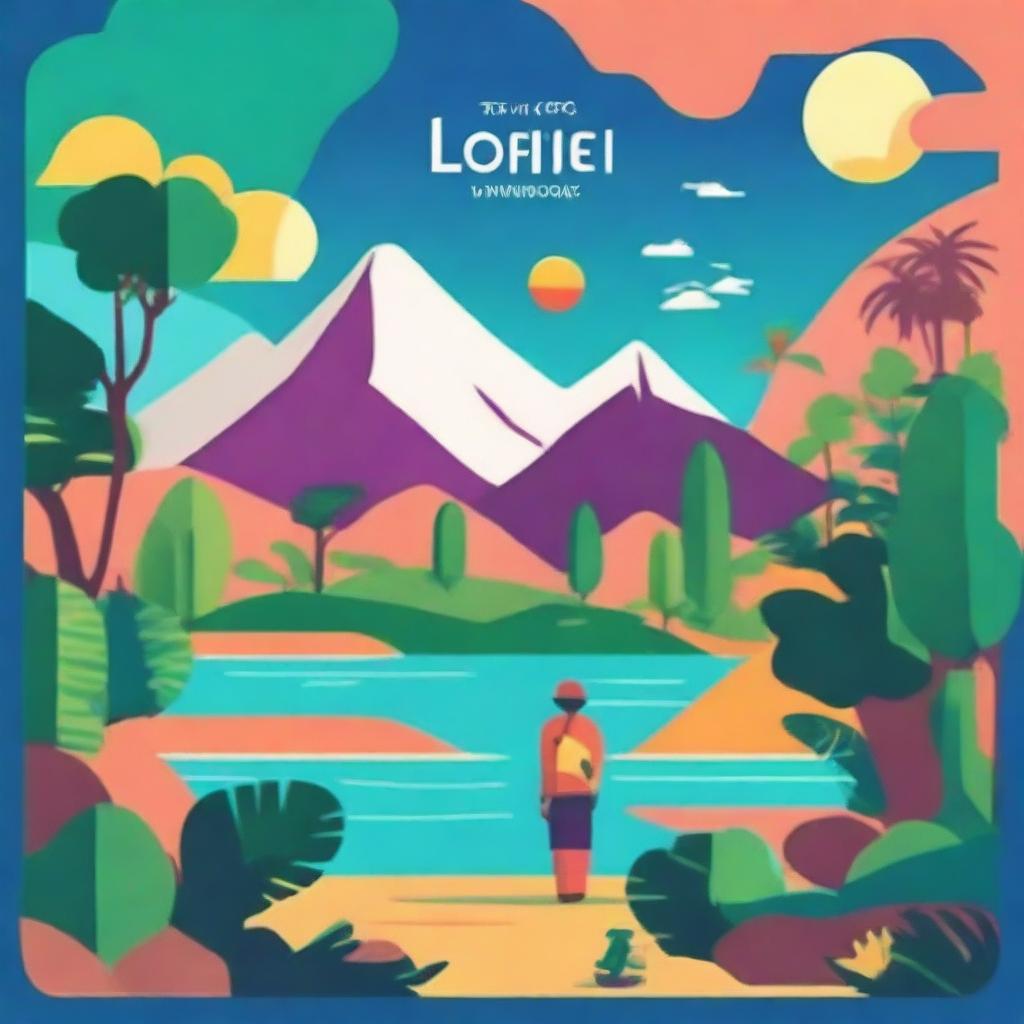 Create an album cover for a lofi music album featuring elements inspired by Latin America