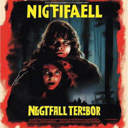 A thriller movie poster for a film titled 'Nightfall Terror'