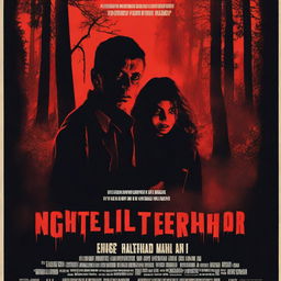 A thriller movie poster for a film titled 'Nightfall Terror'