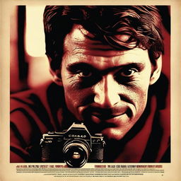 A suspense movie poster for a film about a young and handsome American photographer who is secretly a serial killer