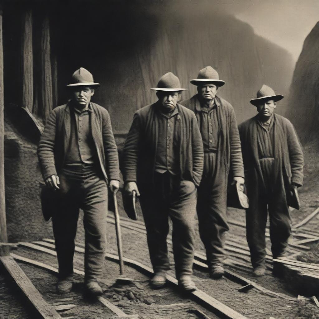 A historical depiction of coal miners in the UK during the 1890s