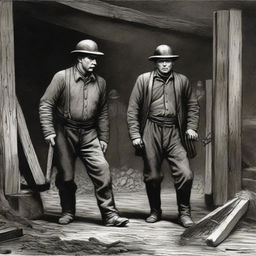 A historical depiction of coal miners in the UK during the 1890s