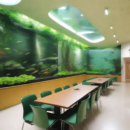 A spacious cafeteria designed for lectures, measuring 15x9 meters