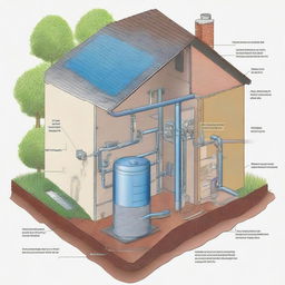 A detailed illustration of a rainwater harvesting system