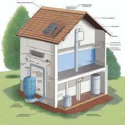 A detailed illustration of a rainwater harvesting system