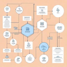 A visually compelling image illustrating the intersection of process mining in business, data science, Dijkstra's and graph algorithms, machine learning, and neural networks