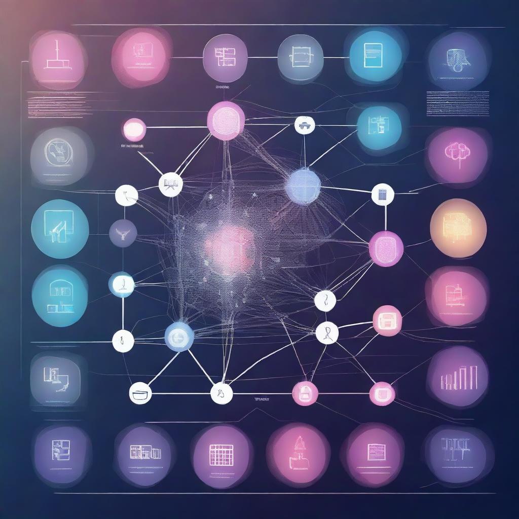 Create an impressive figure that combines elements of process mining, data science, Dijkstra's algorithm, graph algorithms, machine learning, and neural networks