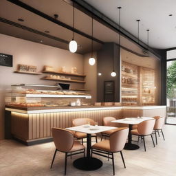 A detailed recreation of a 15 by 9 meter space designed for a cozy cafeteria