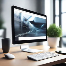 A computer placed on a table in a fast-paced environment