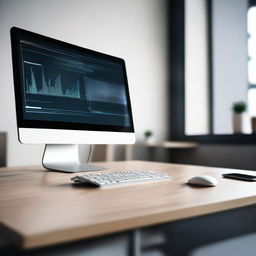 A computer placed on a table in a fast-paced environment