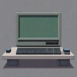 A detailed pixel art image of a large computer seen from the front view