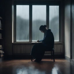 A melancholic scene depicting a sorrowful moment in a novel