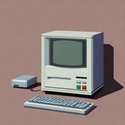 Create a pixel art image of a retro computer