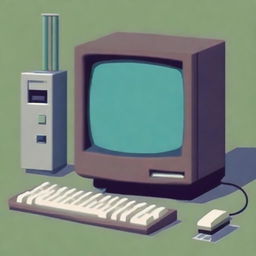 Create a pixel art image of a retro computer