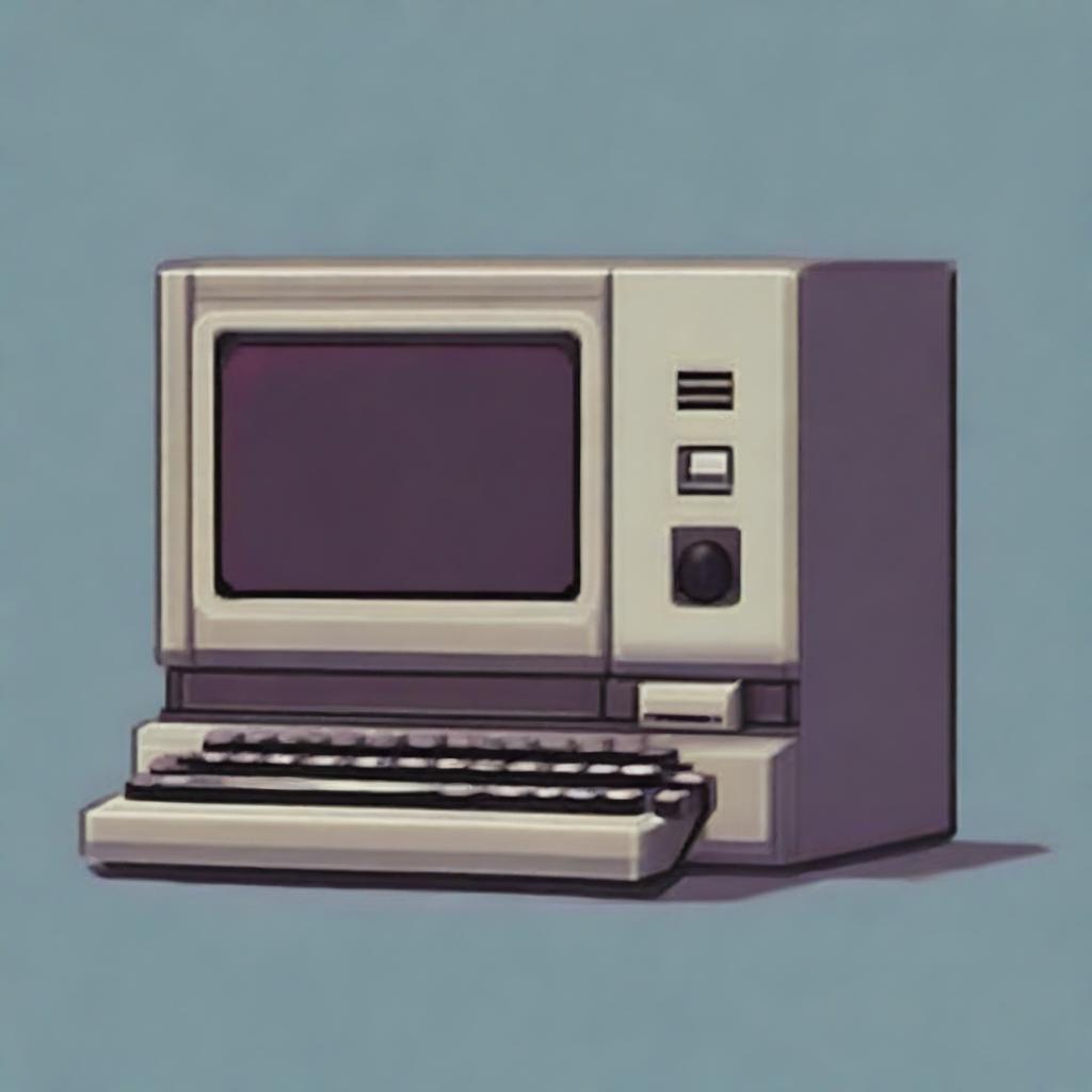 Create a pixel art image of a retro computer