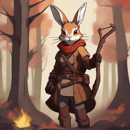 A female anthropomorphic rabbit hunter, designed as a Dungeons and Dragons 5e character