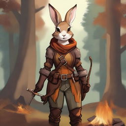 A female anthropomorphic rabbit hunter, designed as a Dungeons and Dragons 5e character