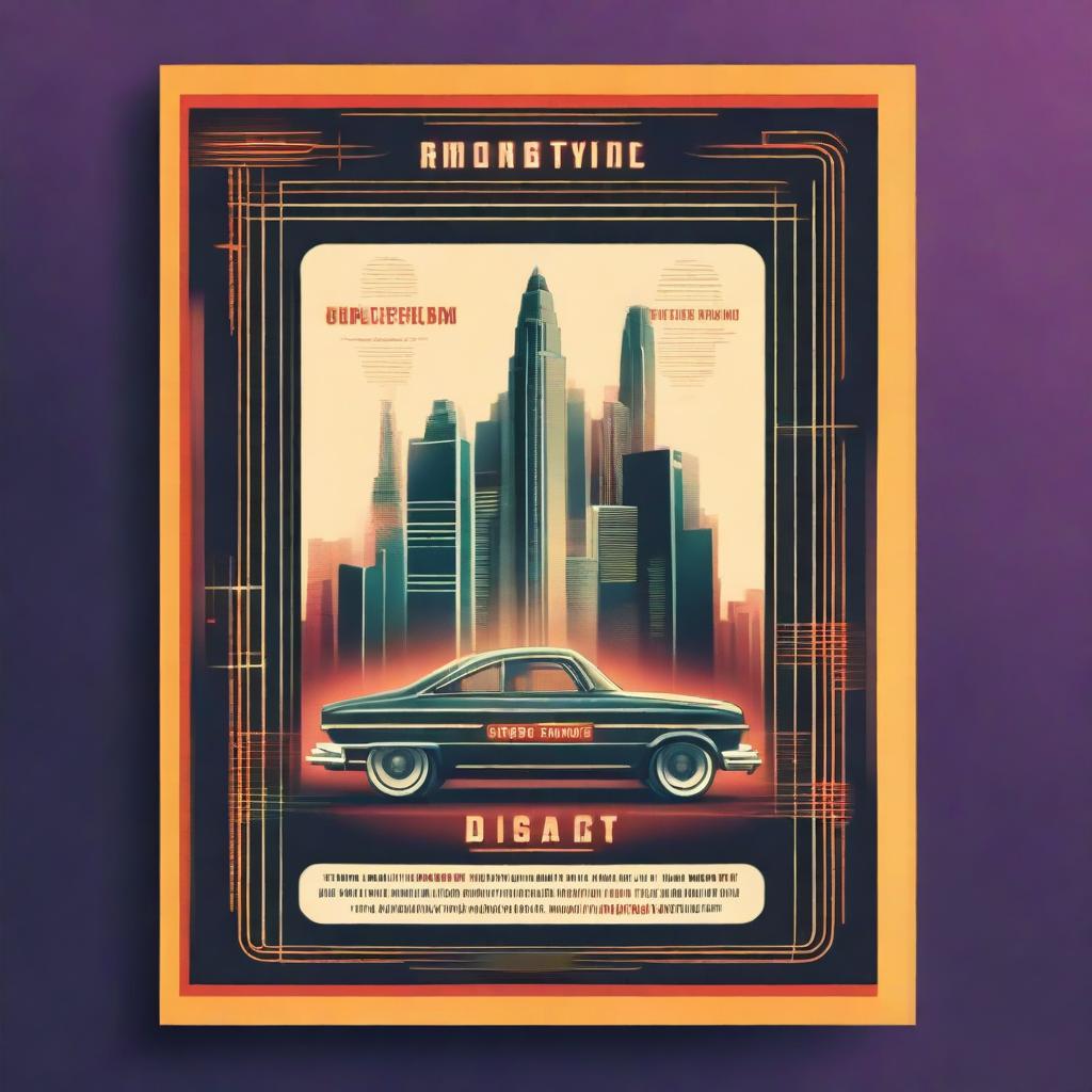 Create a cinematic poster that blends current trends of vintage and technological aesthetics