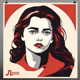 Create an image of a sad girl in the style of USSR posters