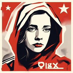 Create an image of a sad girl in the style of USSR posters