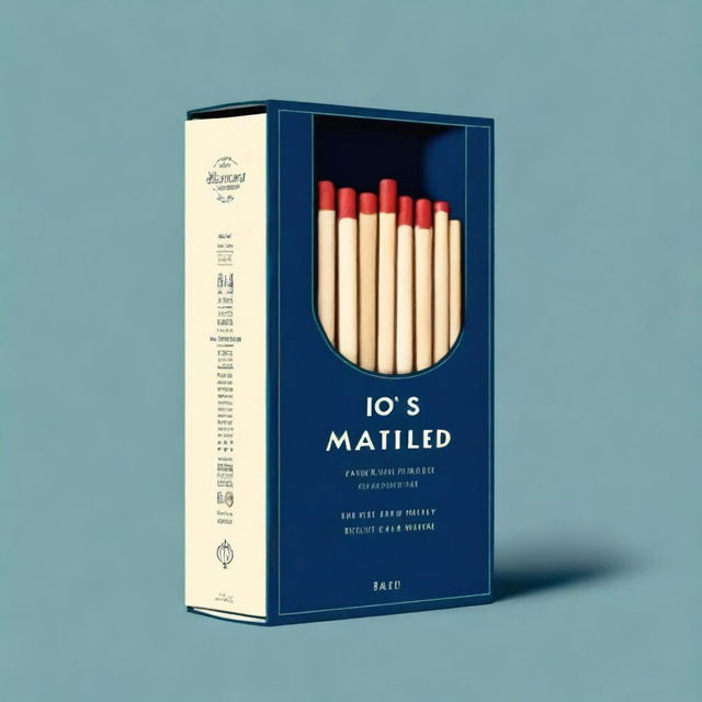 Design a dark blue book cover featuring a box of matches