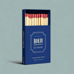 Design a dark blue book cover featuring a box of matches