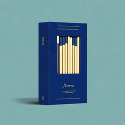 Design a dark blue book cover featuring a box of matches