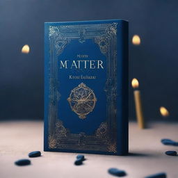 Create a dark blue book cover for a fantasy novel