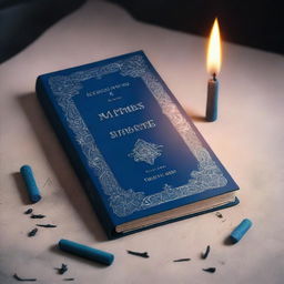 Create a dark blue book cover for a fantasy novel