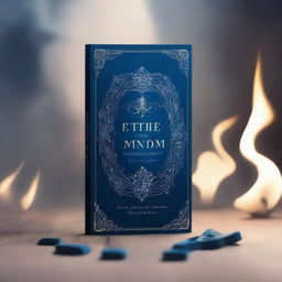 Create a dark blue book cover for a fantasy novel