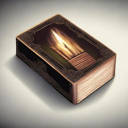 Create an image of a box of matches designed for a fantasy novel