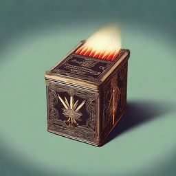 Create an image of a box of matches designed for a fantasy novel