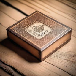 A detailed image of a small, vintage box of matches with intricate designs on the cover