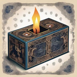 A detailed illustration of a box of matches, designed for a fantasy-themed wallpaper