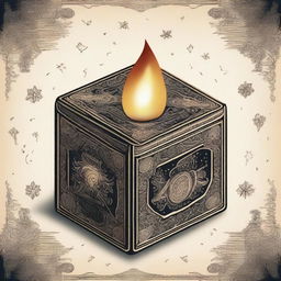 A detailed illustration of a box of matches, designed for a fantasy-themed wallpaper