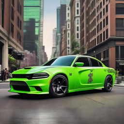 A detailed image of a 2021 Dodge Charger with a Teenage Mutant Ninja Turtles design