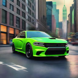 A detailed image of a 2021 Dodge Charger with a Teenage Mutant Ninja Turtles design