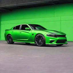 A detailed image of a 2021 Dodge Charger with a design inspired by the 2014 Teenage Mutant Ninja Turtles movie